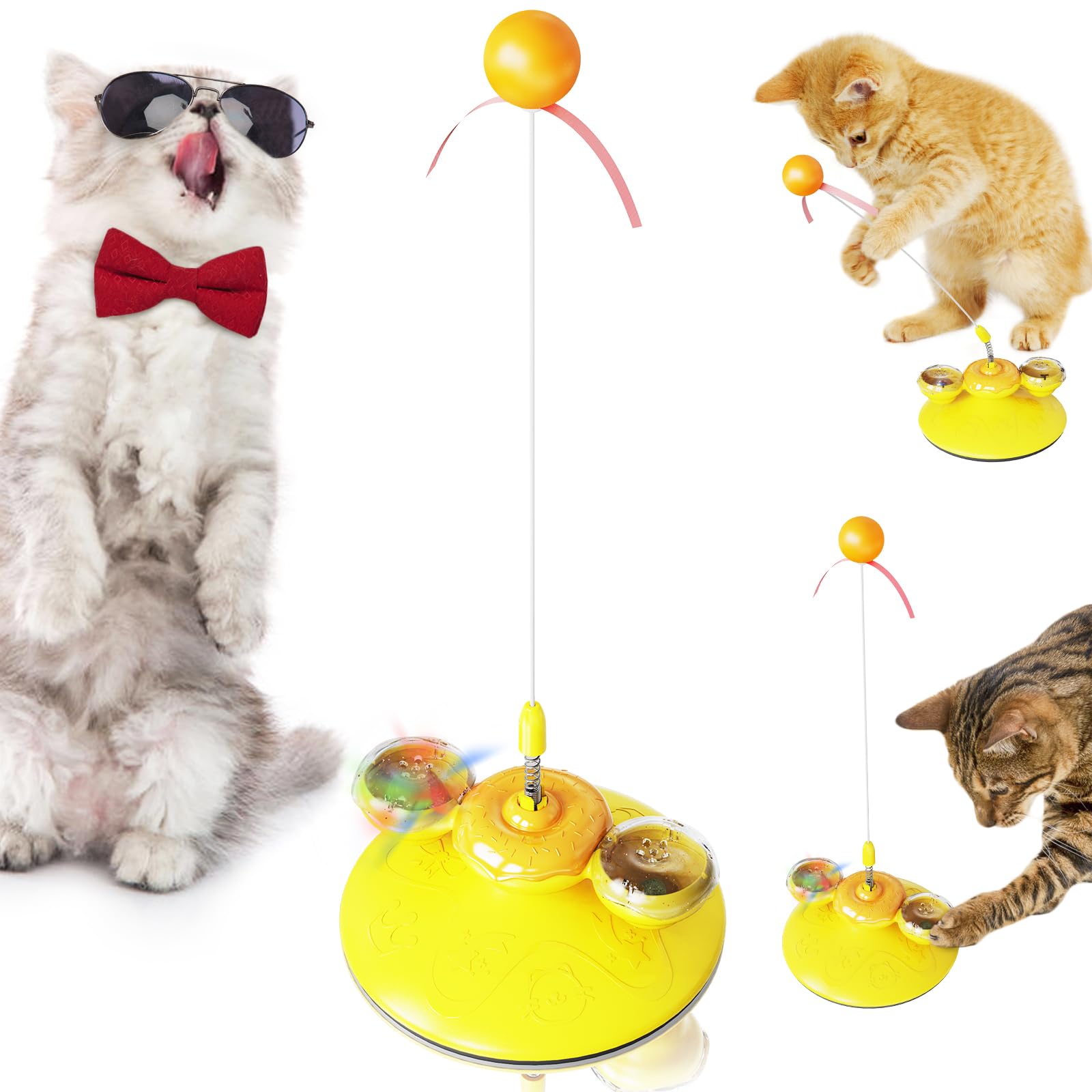 Photo 1 of Interactive Cat Toy for Indoor Cats, Newest-Gen Cat Toys Feathers Wand, Rotating Interactive Cat Toy,Powerful Suction Cup Catnip Toy for Cats to Play with on Their Own,Cat Wand Toy for Indoor Cats