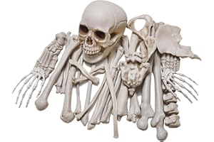 DARICANO 28 Pieces Life Size Skeleton Bones Halloween Decorations Outdoor Indoor, Bag of Fake Plastic Human Skull Bones for Outside Inside Halloween Party Haunted House Graveyard Decor