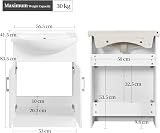 Yaheetech Bathroom Vanity Unit with Ceramic Sink White 56.5cm x 41.5cm view 3
