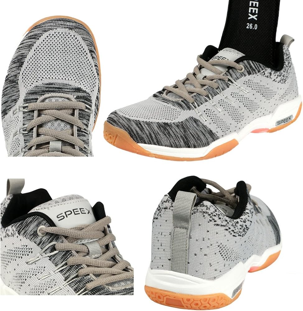 Amazon Sppex バドミントンシューズ 運動靴 軽量 体育館履き 体育館シューズ スポーツシューズスカッシュ シューズ スニーカー メンズ レディース 卓球シューズ インドアシューズ 内履き 上履き 25 0 グレー Sppex バドミントン