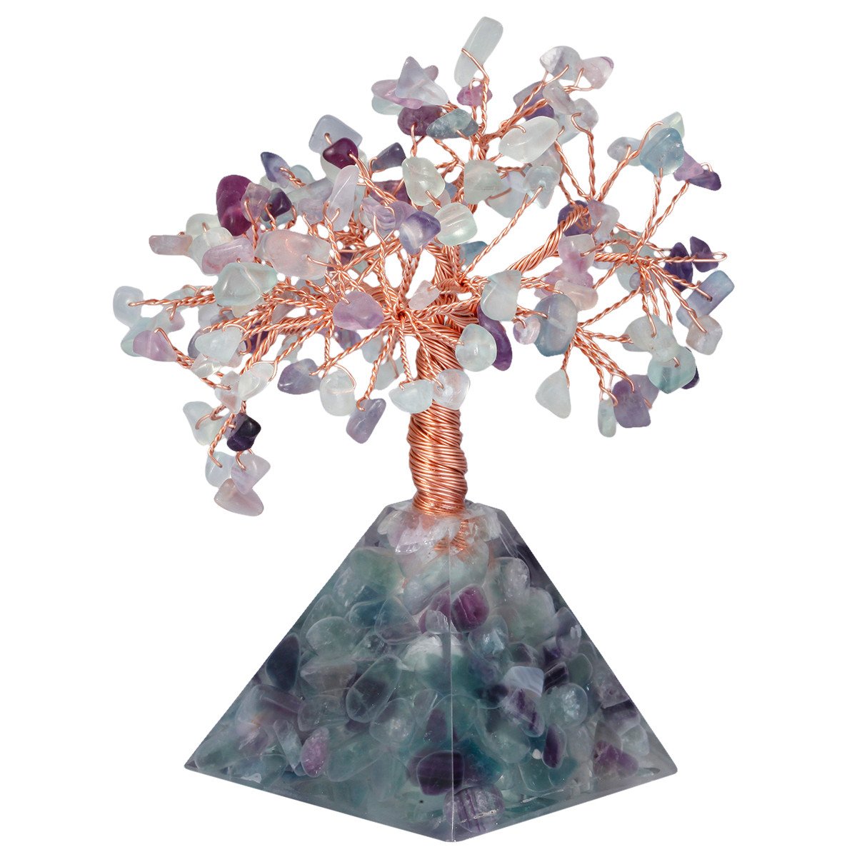 Nupuyai Fluorite Reiki Healing Crystal Tree with Gift Box, Fengshui Bonsai Money Tree Figurine Ornament for Good Luck and Wealth