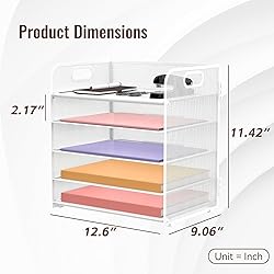 2 Pack 5-Tier White Desk Organizer with Handle Mesh