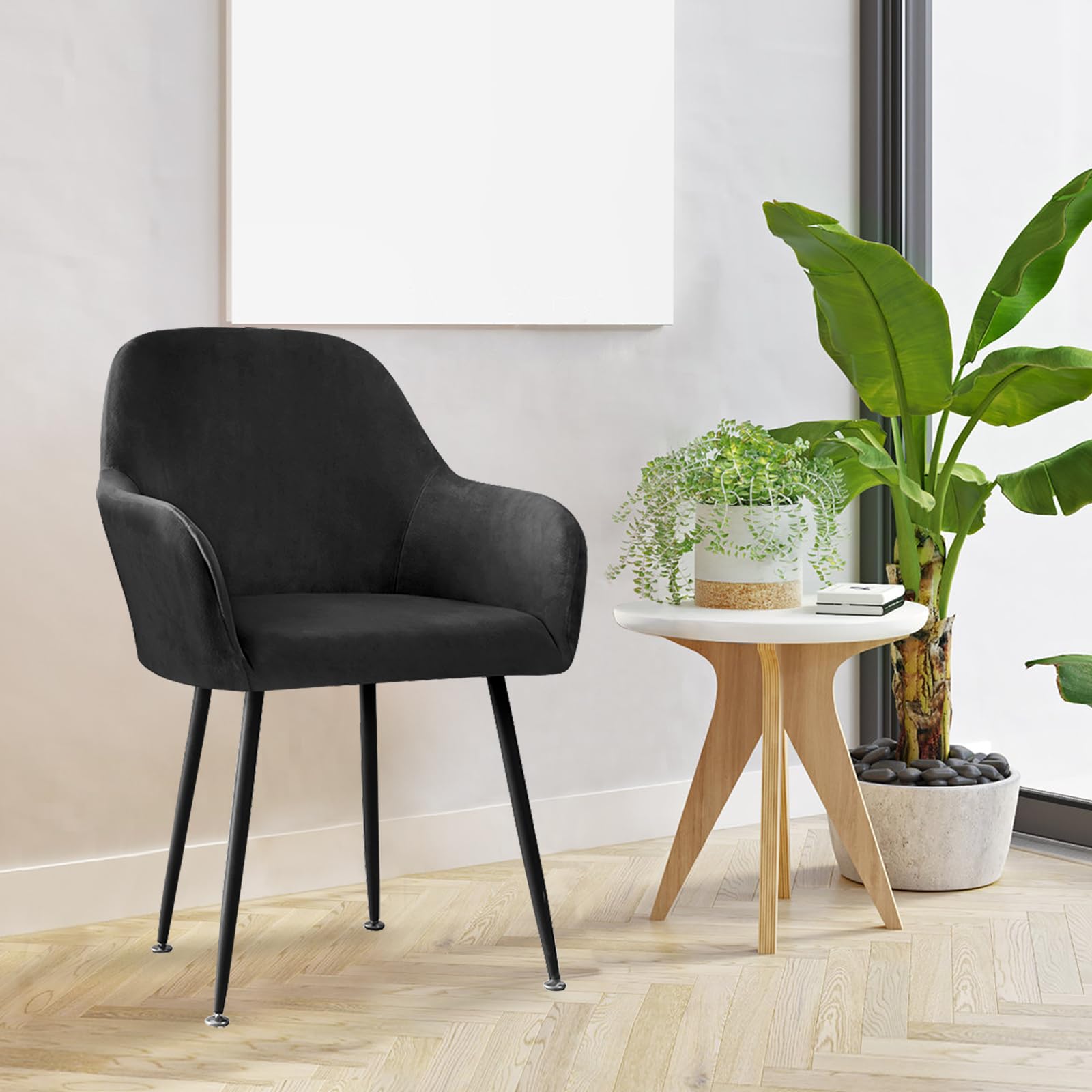 Minicoco Stretch Velvet Chair Covers Velvet Dining Chair Covers Slipcover Spandex Back Chairs Cover Set of 1 Shell Slipcover Removable Washable Chair Protector for Kitchen Living Room Bedroom