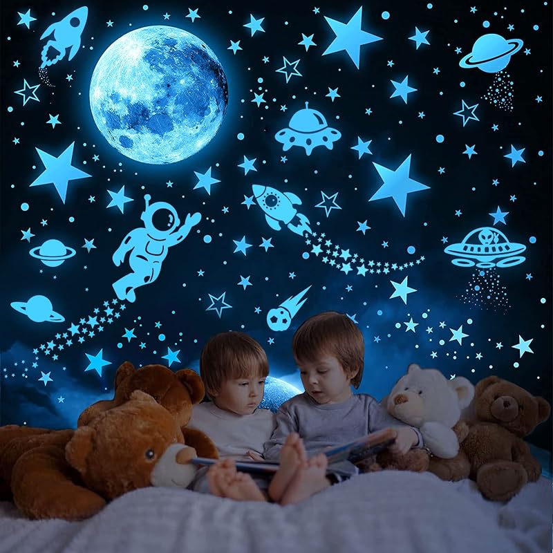 Tarklanda Glow in The Dark Stickers 1199pcs Stars Moon Rocket Planets