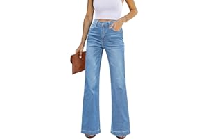 GRAPENT Womens Flare Jeans High Waisted Wide Leg Baggy Jean for Women Stretch Denim Pants