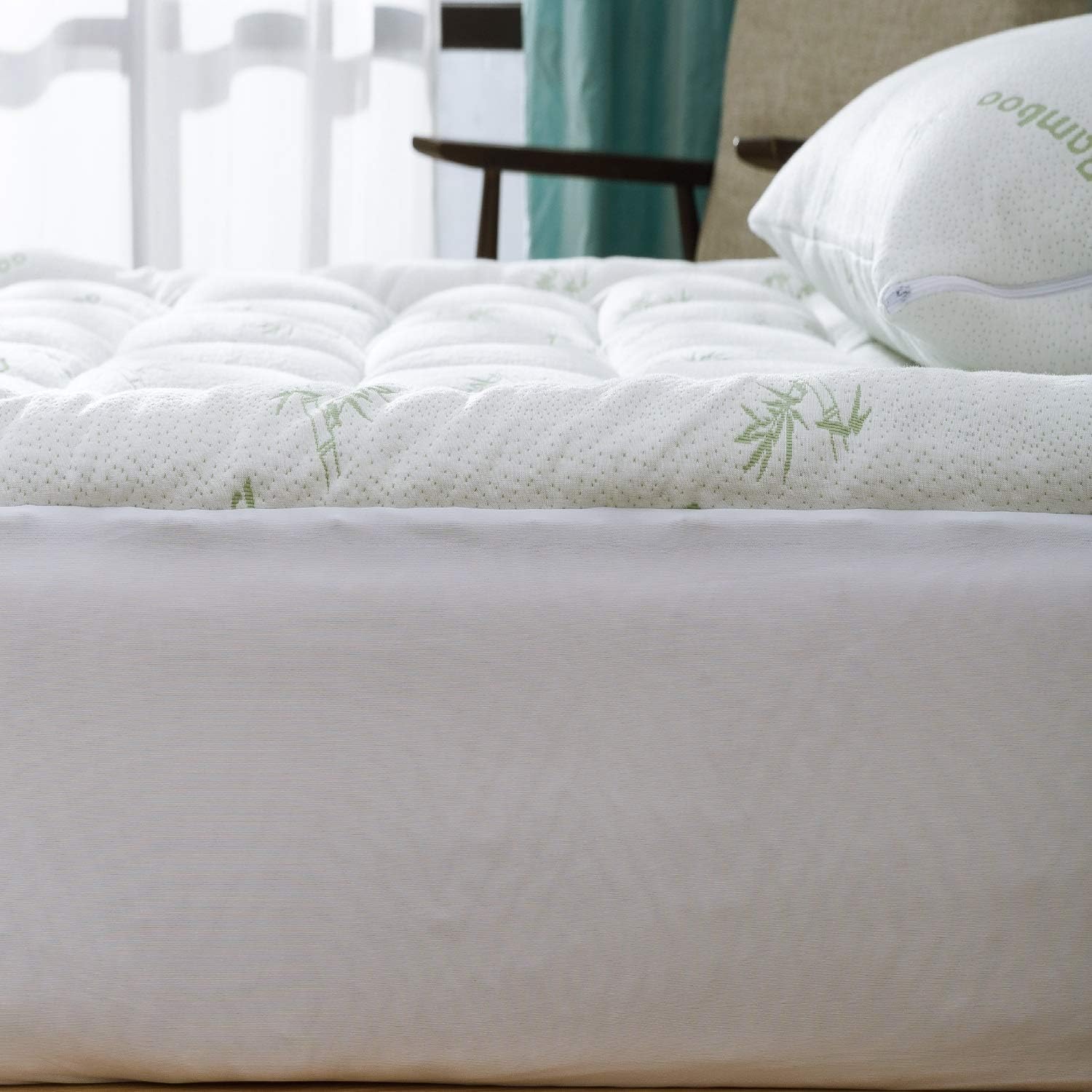 Bamboo Mattress Topper Cover Queen with 1 Pillow Protector Cooling Pillow Top Mattress Fits 8-20 Inches Deep Mattresses Pad Breathable Extra Plush Thick Extra Deep Fitted 20 Inches Rayon: Home & Kitchen