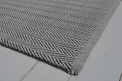 Tapis De Sol 100 Coton Tissé à Chevrons Gris Anthracite