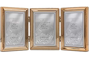 Lawrence Frames Classic Bead Picture Frame, 3.5x5 Triple, Gold, 3 Count