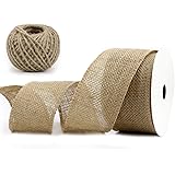 Midi Ribbon 2-1/2" Burlap Ribbon Fabric Craft Ribbon On Spool 10 Yards, Natural