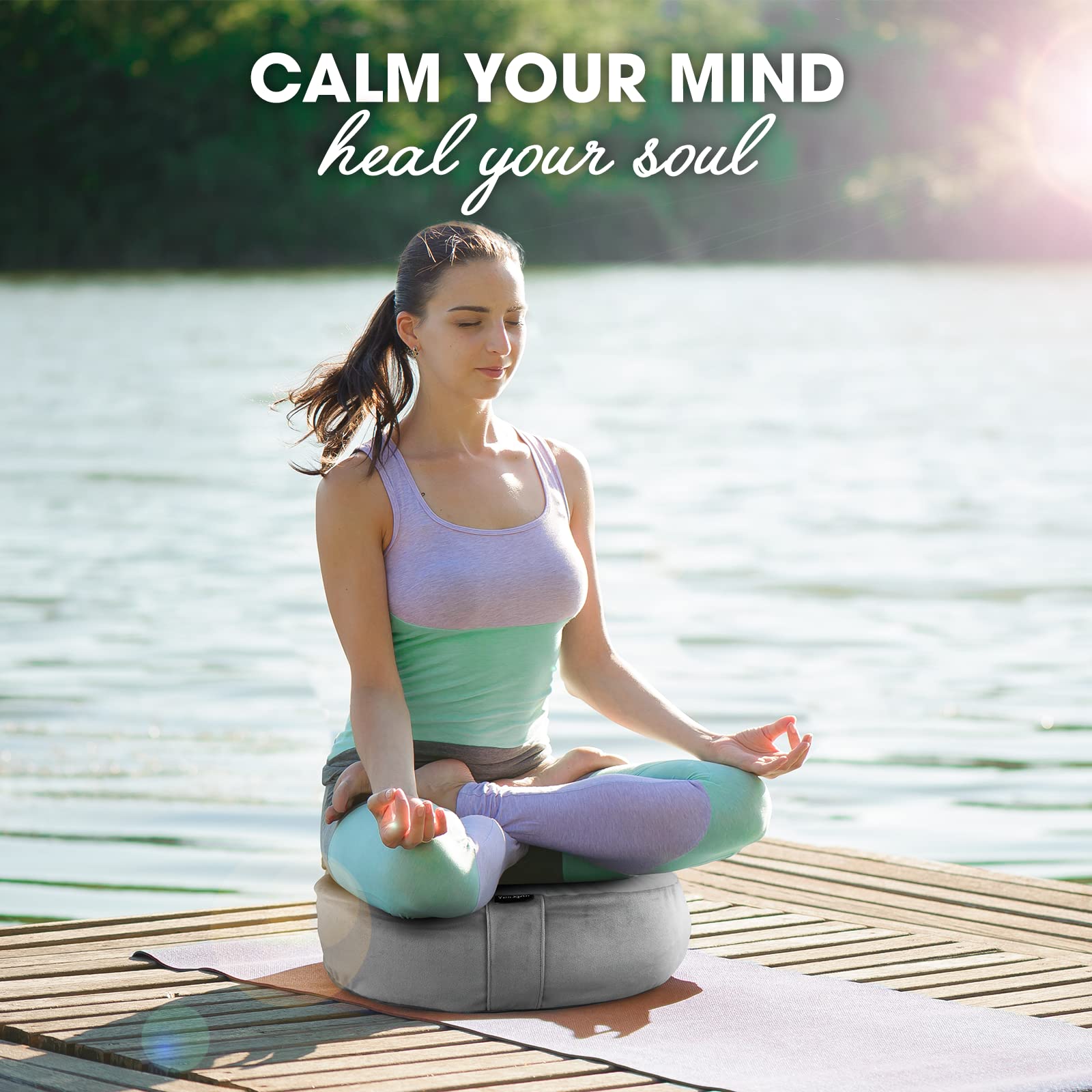 Yes4All Meditation Cushion, Floor Pillow Foam Zafu Buckwheat, Mandala Pattern Yoga Meditation Bolster Pillows, Floor Cushions - Image 7