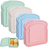 YBEATY 4 PCS Sandwich Box Container Reusable Sandwich Containers Plastic Toast Shape Food Storage Box with Lid Food Holder Bread Container for Family School Office Adults Camping Dishwasher
