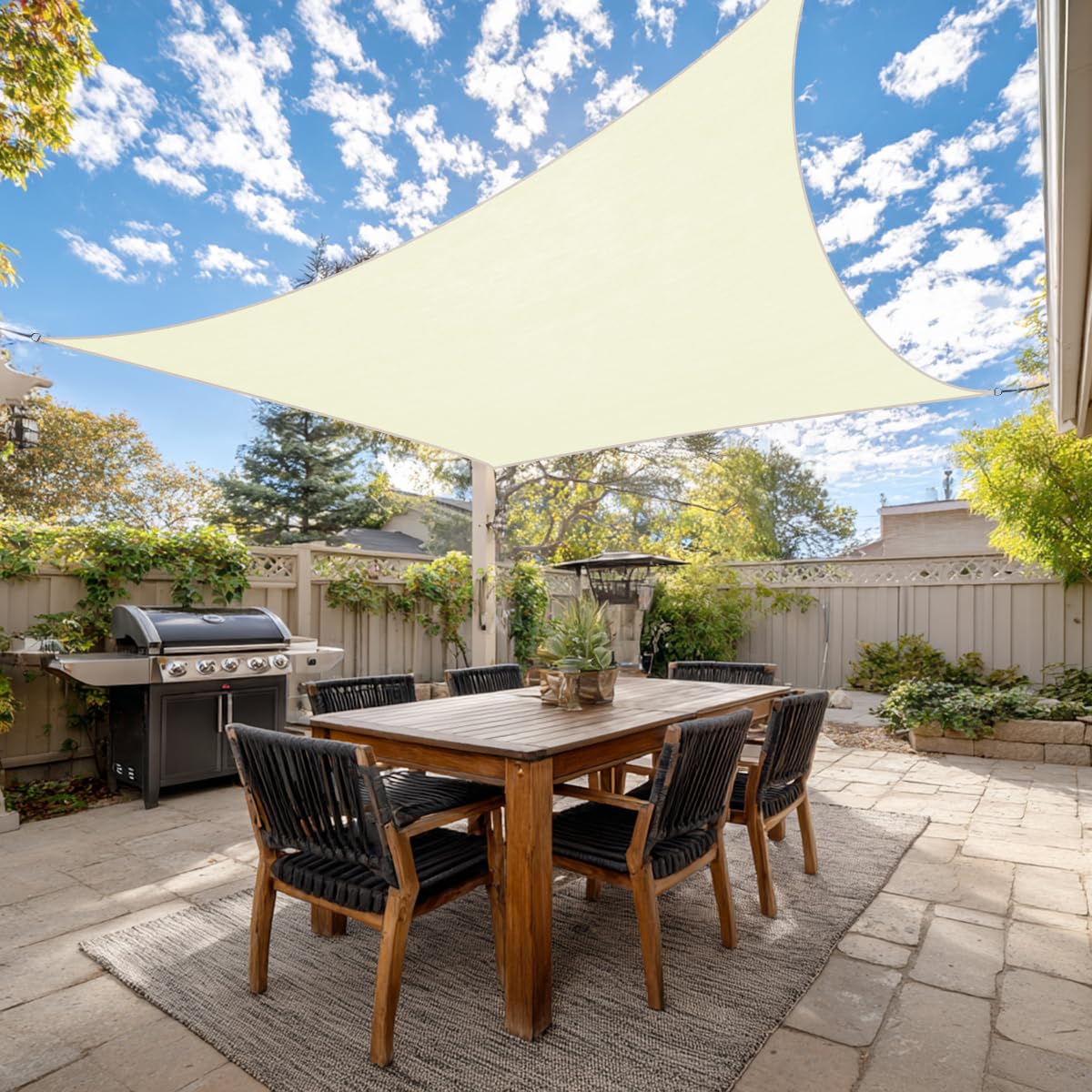 Green Bay Cream Patio Anti-UV Shade Sail - 3.6x3.6m Square - Gazebo Sail Awning Canopy