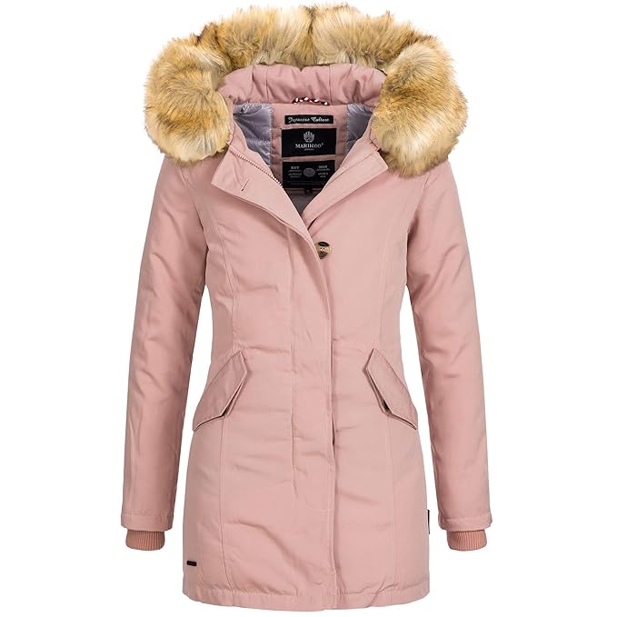 Marikoo KARMAA Damen Jacke Parka Mantel Winterjacke Warm gefüttert Luxus XXL Kunstpelz 13 Farben XS-XXXXXL