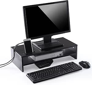 Soporte elevador de madera para monitor de ordenador de Ttap, negro