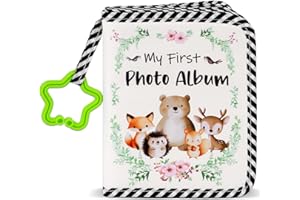ZOIIWA Baby's My First Family Album Soft Photo Cloth Book Woodland Animal My First Book of Photos Baby Memory Album Gift Holds 4x6 Pictures for Babies Newborn Toddler & Kids Baby Shower