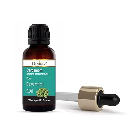 Devinez Cardamom Essential Oil, 100% Pure, Natural & Undiluted, 30ml in Glass Bottle - nicotine withdrawal, Mouthwash, relieve congestion and reduce cough & cold