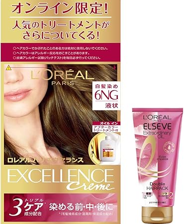 Amazon L Oreal Paris ロレアルパリ エクセランス N 液状タイプ ダブルヘアパックミニセット 白髪染め 6ng 緑がかったやや明るい栗色 下地エッセンス12ml 1剤48g 2剤72ml トリートメント40g ヘアパック50g L Oreal Paris ロレアルパリ ビューティー 通販