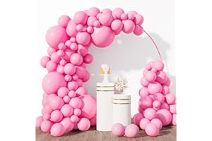 RUBFAC 154pcs Pink Balloons Different Sizes 18 12 10 5 Inches for Garland Arch, Premium Pink Latex Balloons for Birthday Baby Shower Graduation Wedding Anniversary Party Decorations