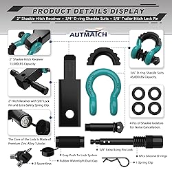 AUTMATCH Shackle Hitch Receiver 2 Inch - 3/4" D
