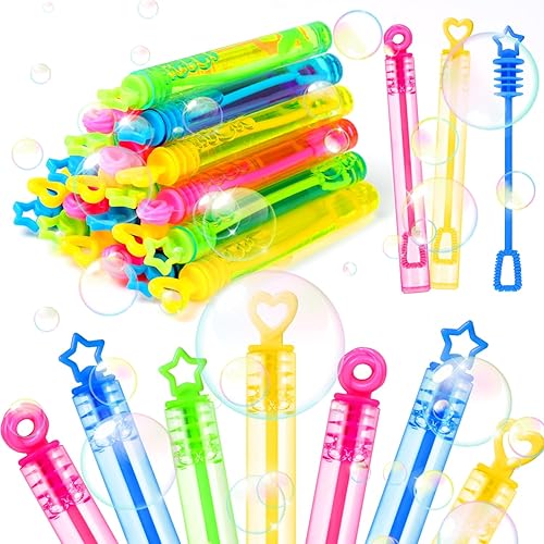 VEYLIN Mini Bubble Makers,24Pcs Bubbles For Kid Small Bubble Makers Bubbles Tubes with Wand Bubbles Wands Summer Toy for Kids Party Bag Fillers