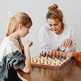 Syrace Folding Hand Crafted Wooden Chess Set Unique Board w/ Storage Gift Kids view 8