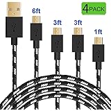Micro Usb Cable Android Charger 4 pack Premium Nylon Braided High Speed Durable Charging Cable for Android, Samsung, Nexus, LG, HTC, Nokia, Sony,and More(Black)