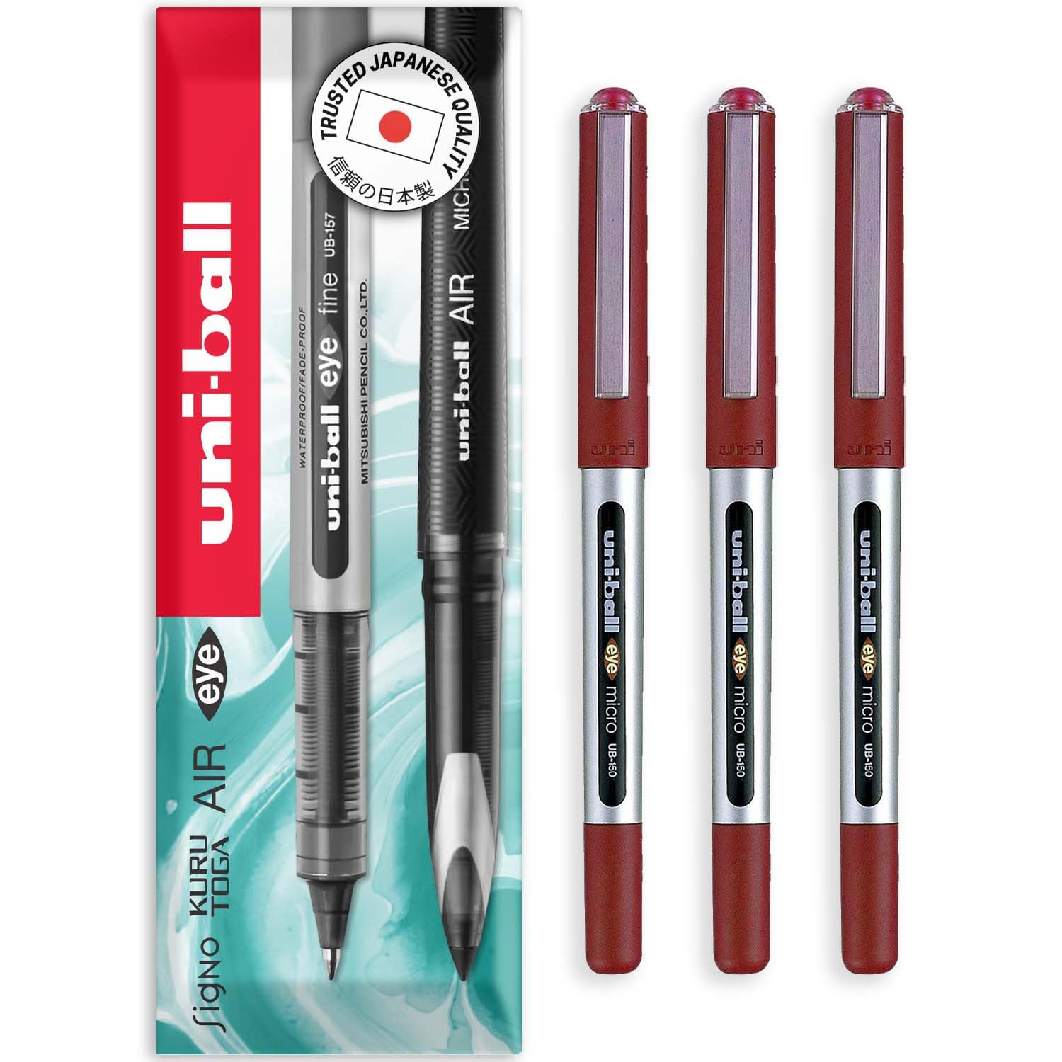 uni-ball Eye Micro UB-150E Gel Ink Pen - 0.5 mm - In Envelope Packaging (Pack of 3, Red) — image 1