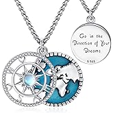 Compass Necklace for Women Men 925 Sterling Silver Pendant Urn Necklaces for Ashes Picture Locket Necklace Anchor Necklace Viking Necklace Crystals CZ Moonstone Abalone Shell Turquoise Compass Jewelry
