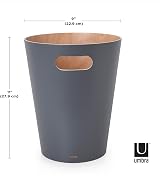 Umbra Woodrow 2 Gallon Modern Wooden Trash Can Dark Grey/Natural view 3