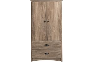 Prepac Salt Spring Rustic Wardrobe Closet with Drawers and 2 Doors, Farmhouse Armoire Portable Closet 22" D x 31.5" W x 58.75" H, Drifted Gray, DDC-3359-K