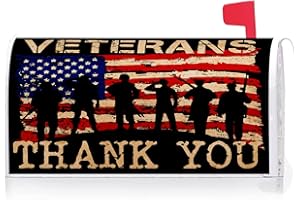 Texupday Veterans Thank You Patriotic American Independence Day Mailbox Cover With Magnetic Strip Memorial Day Mailbox Wraps Post Letter Box Cover Standard Size 21" X 18" for Garden Outdoor Yard Decor