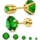 5 Pairs Flat Back Stud Earrings for Women, Trendy Cartilage Earring, Hypoallergenic Titanium Earrings Set, Cubic Zirconia Flatback Ear Rings Non Tarnish