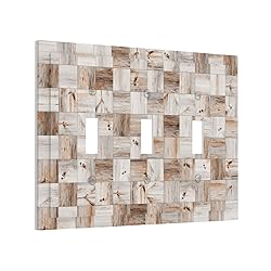3d Vintage Wood Squares Pattern 3 Gang Artistic