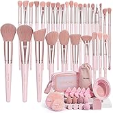 MAANGE Makeup Brush Set 49 Pcs Makeup Tool Set Premium Synthetic Foundation Powder Concealers Eye shadows Blush Makeup Brushes (Pink, 49 Piece Set)