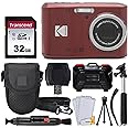 Kodak PIXPRO FZ45 Digital Camera + 32GB Memory Card + Point and Shoot Camera Case + Extendable Monopod + Lens Cleaning Pen + LCD Screen Protectors + Table Top Tripod â€“ Ultimate Bundle (Red)