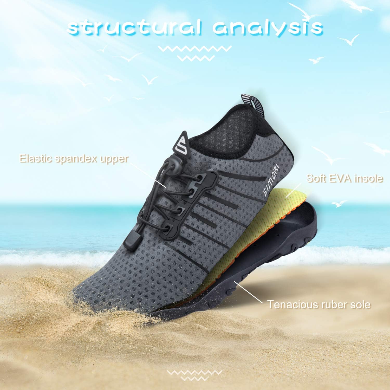  | SIMARI Mens Womens Water Shoes Sports Quick Dry Barefoot Diving Swim Surf Aqua Walking Beach Yoga | Water Shoes