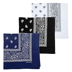 MDSTYLE 3 PCS 100% Cotton Bandana for Men & Women