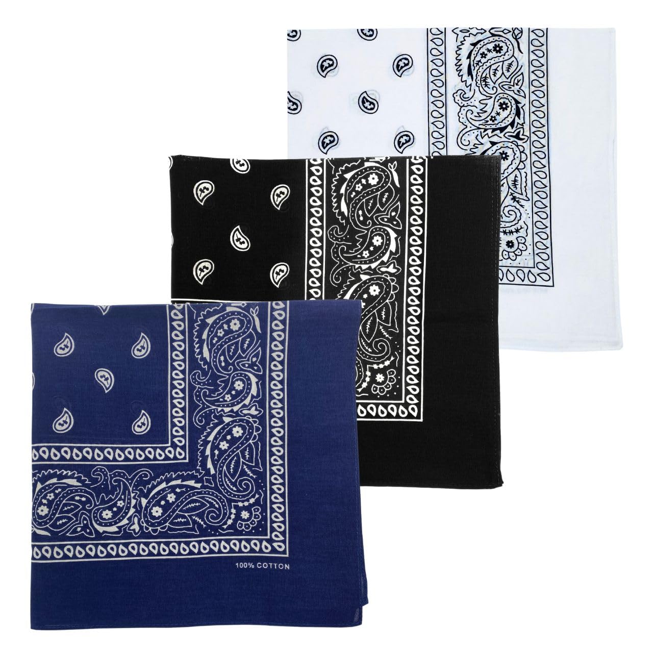 MDSTYLE 3 PCS 100% Cotton Bandana for Men & Women