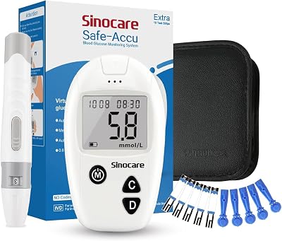Sinocare Safe Accu Blood Glucose Monitor Kit with Strips Case UK mmol/L