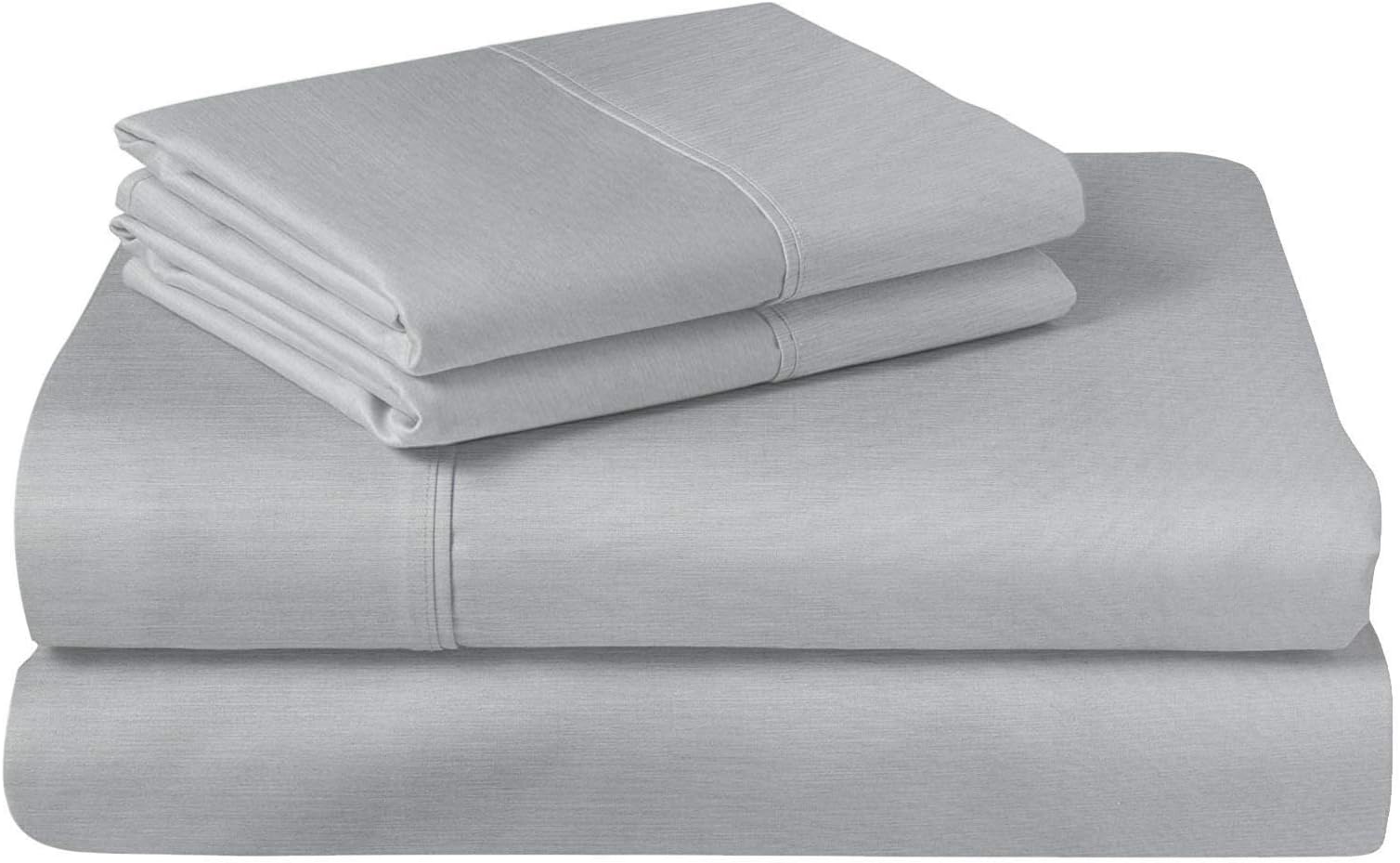 MARQUESS Cooling Bamboo Microfiber Sheet Set-Rayon from Bamboo, Breathable & Soft,Hypoallergenic Lightweight 4-Piece Bedding Sheets (Grey, King Size)