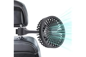 TriPole Car Fan for Rear Seat USB Powered Car Cooling Fan Powerful 3 Speed 5V Air Circulation Fan with Adjustable Clip for Vehicles SUV RV
