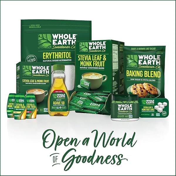 WHOLE EARTH SWEETENER CO. STEVIA & MONK FRUIT SWEETENER, ERYTHRITOL SWEETENER, STEVIA PACKETS, SUGAR SUBSTITUTE, NATURAL SWEETENER, 400 COUNT