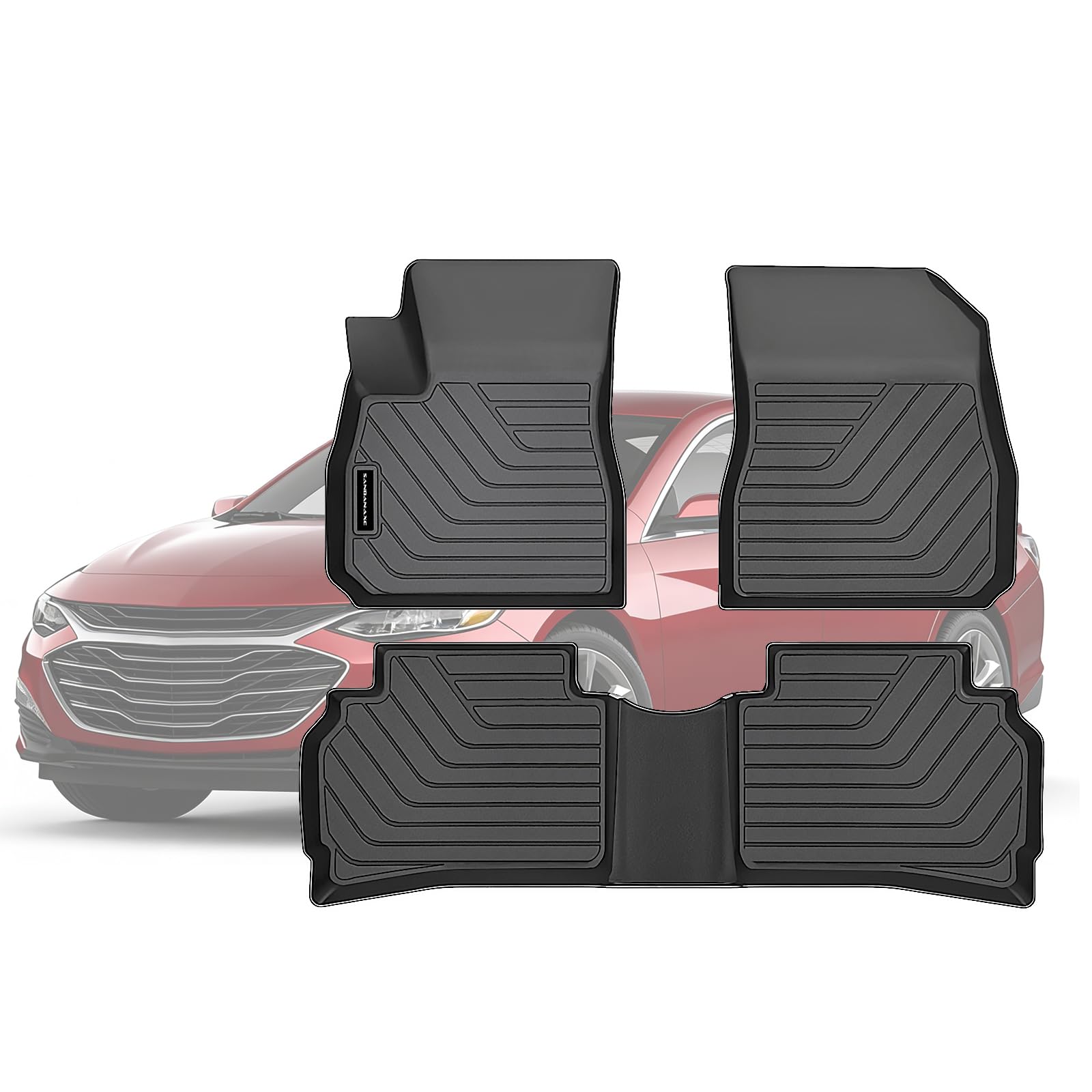 SANBAN-AXE TPE Floor Mats for 2016-2025 Chevy Malibu All Weather Car Floor Liners Fit 2016-2025 Chevrolet Malibu Accessories Black Automotive Car Accessories ﻿ Image
