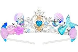 Araluky Mermaid Crown for Girls Mermaid Headband for Little Mermaid Party Decorations Ariel Birthday Party Supplies