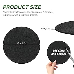 Compost Bin Filter, 6.7 inch Charcoal Filters for