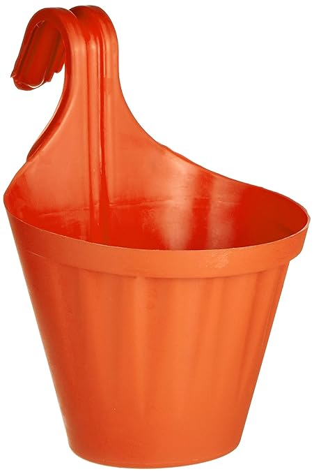 Gardens Need 100 Percent Virgin Plastic New ISmart Pot | Set of 5 Hanging Planter, (25cm x 21cm x 28cm, Orange)