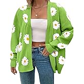 SECRETEYARD Plus Size Womens Floral Print Long Sleeve Oversized Open Front Knit Cardigan Sweater
