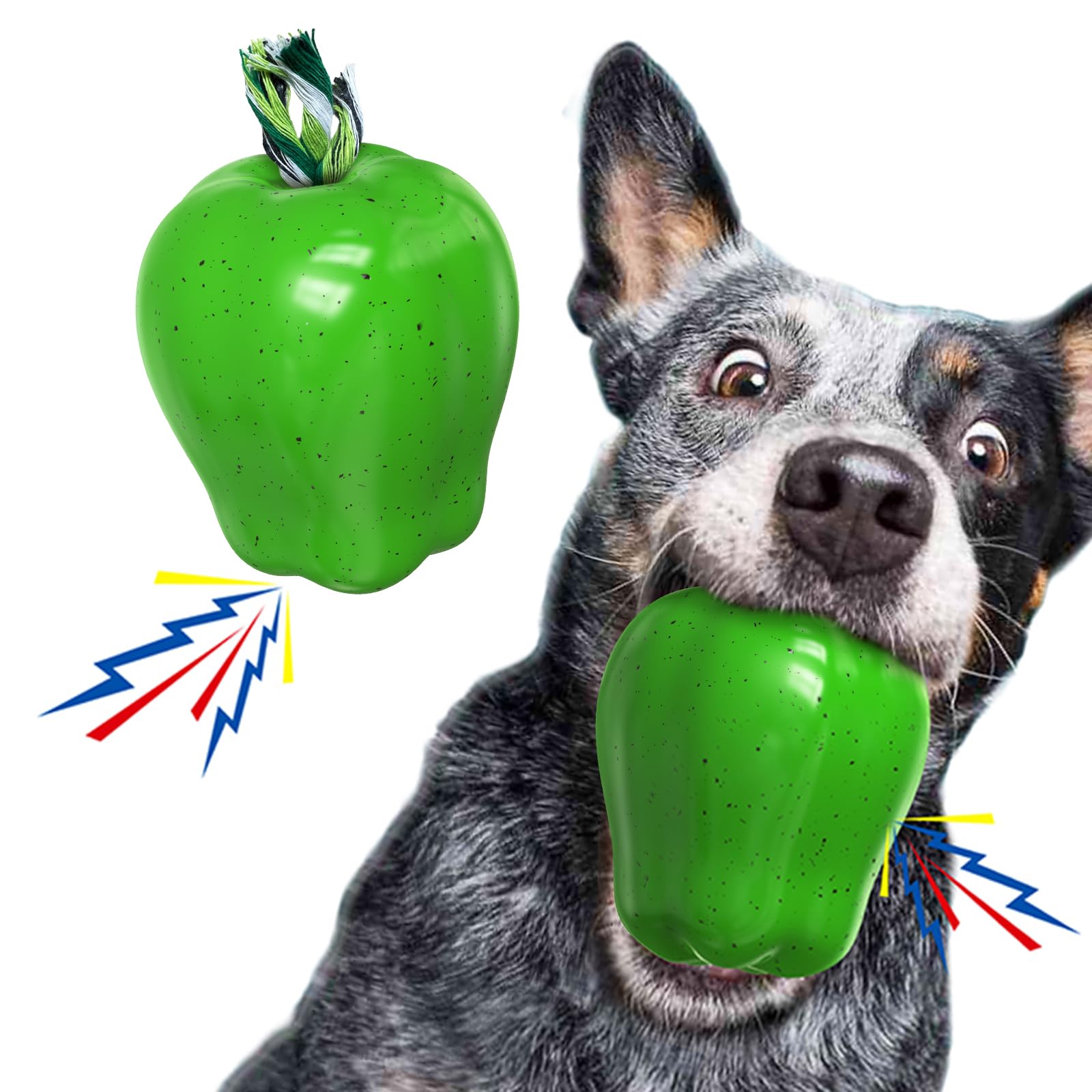 Photo 1 of Dog Squeak Chew Toys Tough Apple Ball for Medium/Large/Extra Aggressive Chewers Dogs Breed Interactive Enduring Indestructible Squeaky Toy Training Fetch Indoor/Water/Pool/Beach/Outdoor Supplies Green