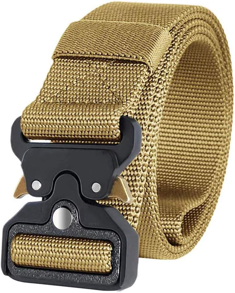 REDGO Tactical Belt, Adjustable Military Outdoor Style Nylon Webbing Belt Heavy-Duty Quick-Release with Metal Buckle for Men Woman Unisex