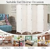 INMOZATA Handwoven Wicker Room Divider 6 Panel Foldable Privacy Screen White view 8